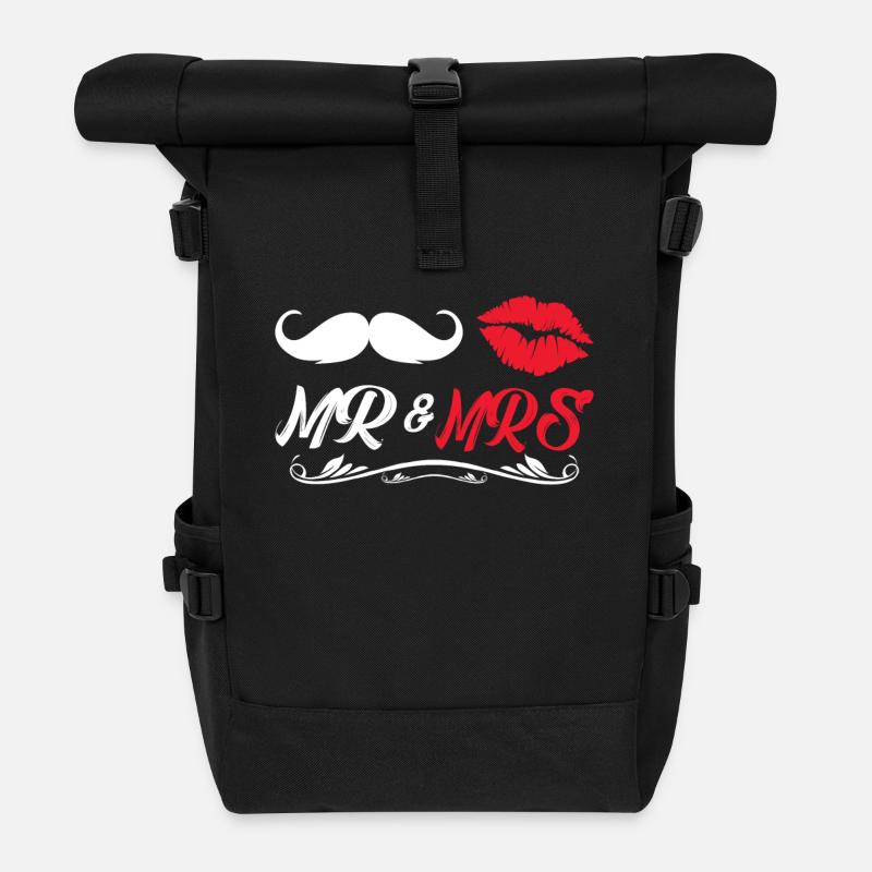 Mr & Mrs Valentinstag Geschenk Liebe Paare - Rolltop Rucksack - Schwarz