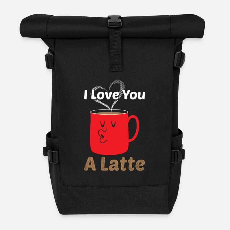 I Love you a latte Valentinstag Geschenk Liebe - Rolltop Rucksack - Schwarz