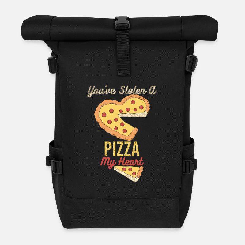 Pizza Herz Valentinstag Geschenk Liebe Paare - Rolltop Rucksack - Schwarz
