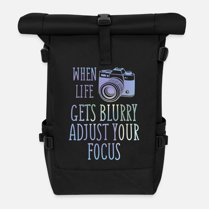 Fotograf - Fotografieren - Geschenk - Kamera - Rolltop Rucksack - Schwarz