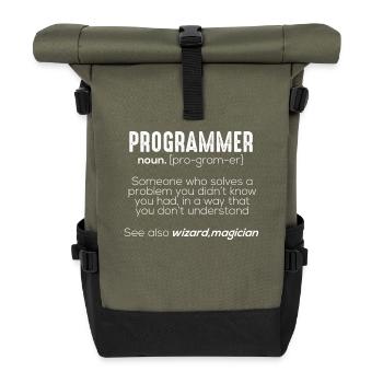 Funny Programmer Meaning - Rolltop Rucksack - Olive/Schwarz - Vorne