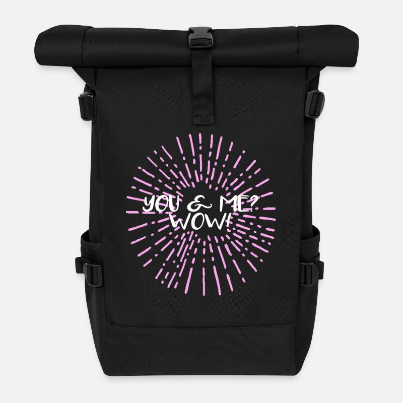 you and me wow valentines day gift - Roll Top Backpack - black