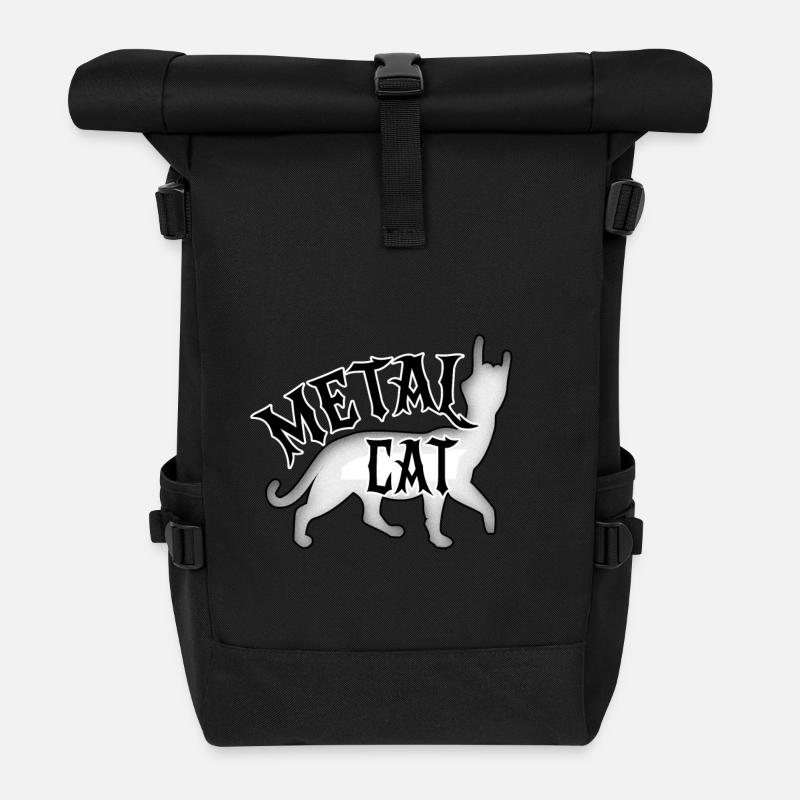 Metal Cat - Rock-Katze - Rolltop Rucksack - Schwarz