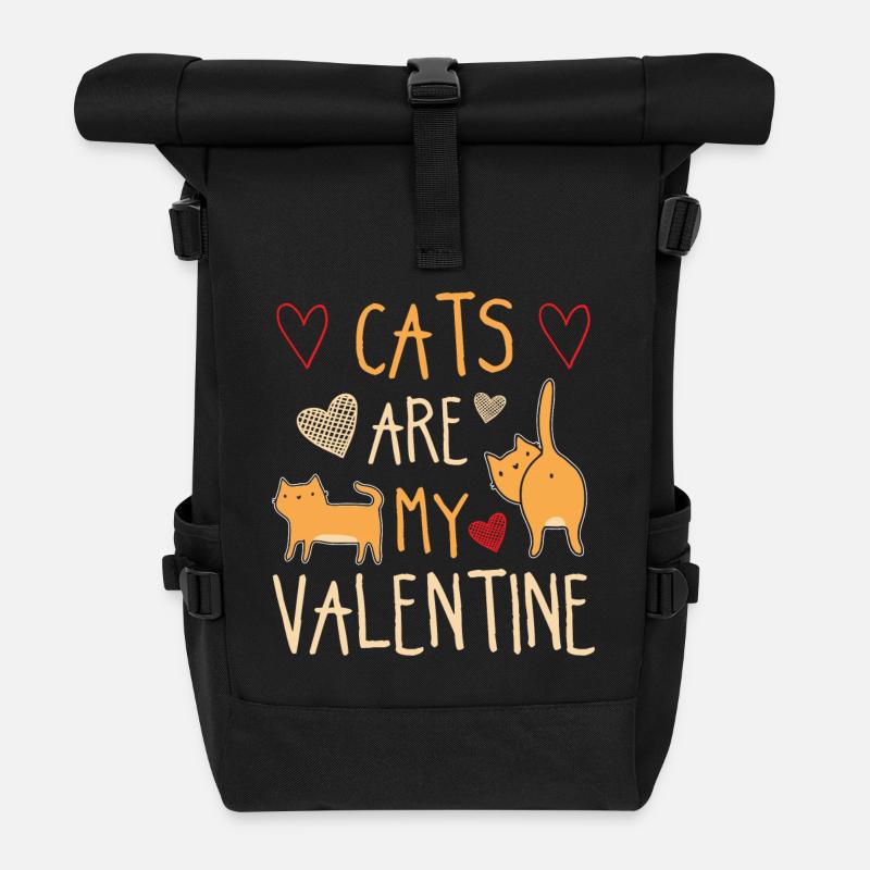 Mes chats sont mon Valentine Idée drôle de chemise - Sac à dos roll top - noir