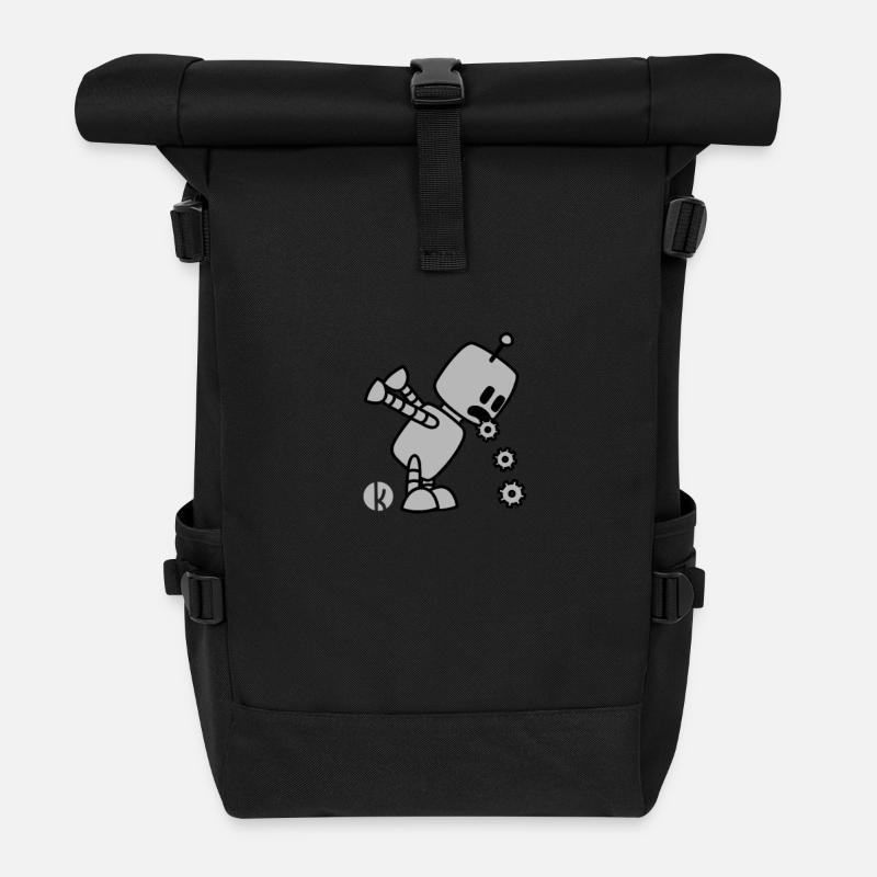 Robo Kotz - Lustiges Roboter Design Geschenk - Rolltop Rucksack - Schwarz