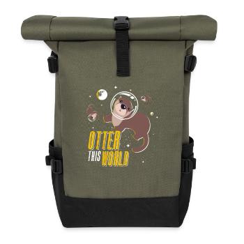 Otter This World Space Otter Astronaut Geschenk - Rolltop Rucksack - Olive/Schwarz - Vorne