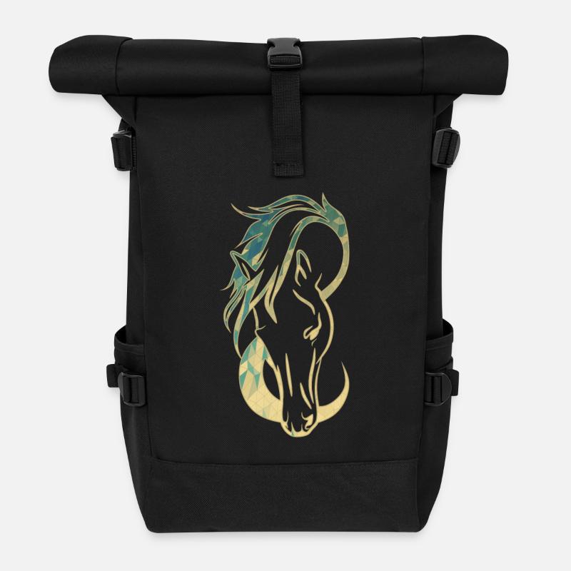 Pferd Geometric - Rolltop Rucksack - Schwarz