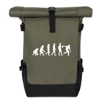 Bowling Evolution - Kegeln - Kegel - Geschenk - Rolltop Rucksack - Olive/Schwarz - Vorne