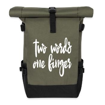 two words one finger - Rolltop Rucksack - Olive/Schwarz - Vorne