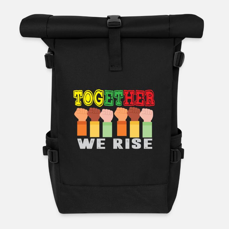 Together We Rise Funny TogetherWeRise - Rolltop Rucksack - Schwarz