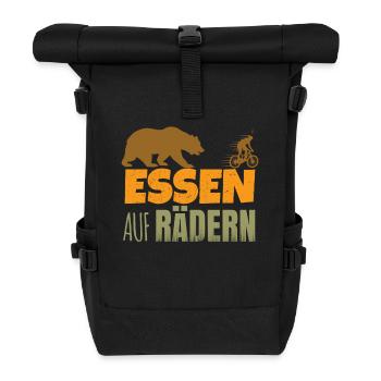 Essen auf Rädern - Rolltop Rucksack - Schwarz - Vorne