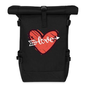 Shop Heart Icon Cupid Arrows Design - Roll Top Backpack - black - Front