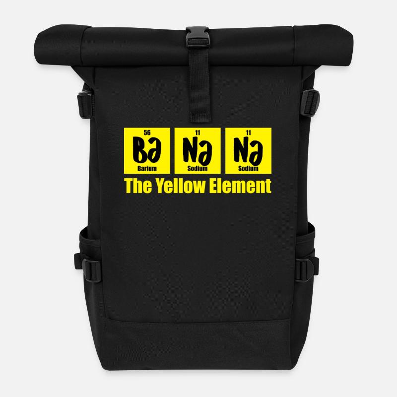 Funny - Banana - Element - Gelb - Lustig - Cool - Rolltop Rucksack - Schwarz