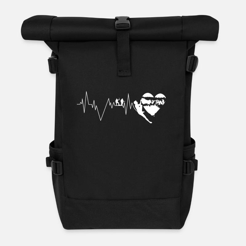 Berge Wandern Hiking Heartbeat Wanderer Geschenk - Rolltop Rucksack - Schwarz
