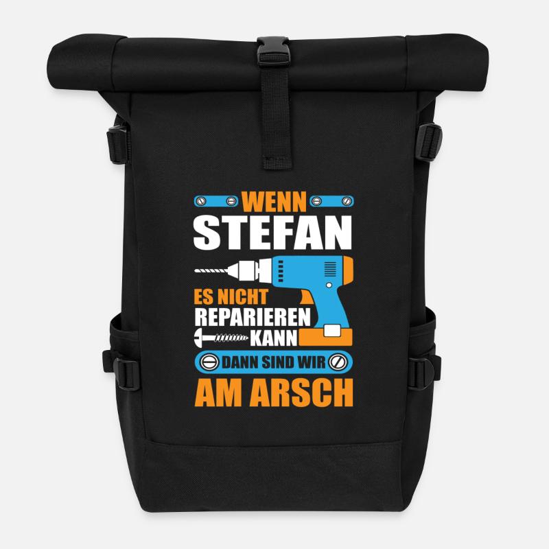 Stefan Name Geschenk Reparatur reparieren - Rolltop Rucksack - Schwarz