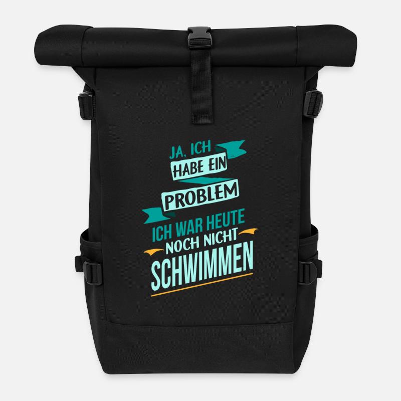Schwimmen Sport Problem ich liebe Geschenk - Rolltop Rucksack - Schwarz