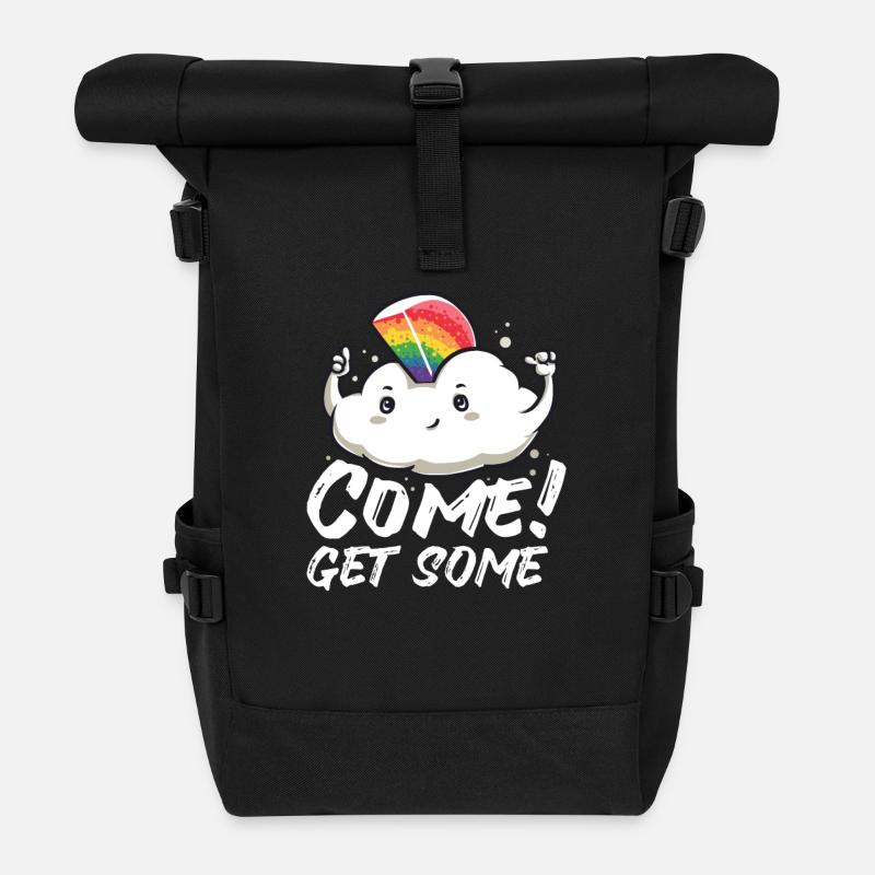 Lustig Wolke Regenbogen süß Glitzer Geschenk süß - Rolltop Rucksack - Schwarz
