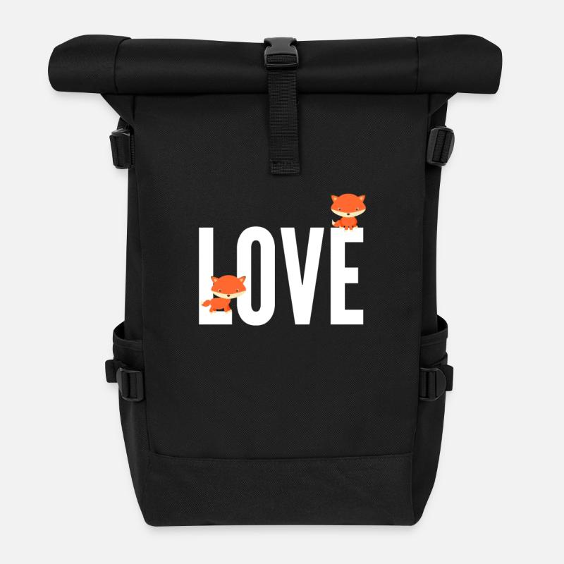 Fuchs Love Fox - Rolltop Rucksack - Schwarz