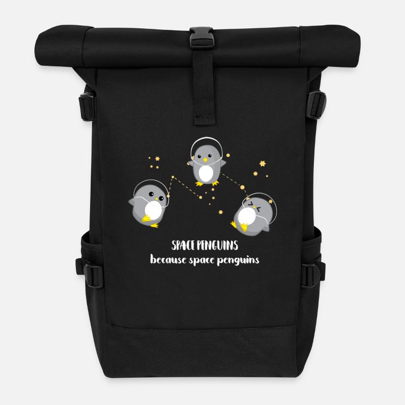 Pinguin - Weltall - Geschenk - Süß - Pinguine - Rolltop Rucksack - Schwarz