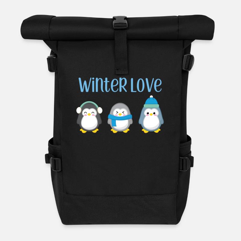 Pinguin - Winter - Geschenk - Süß - Pinguine - Rolltop Rucksack - Schwarz