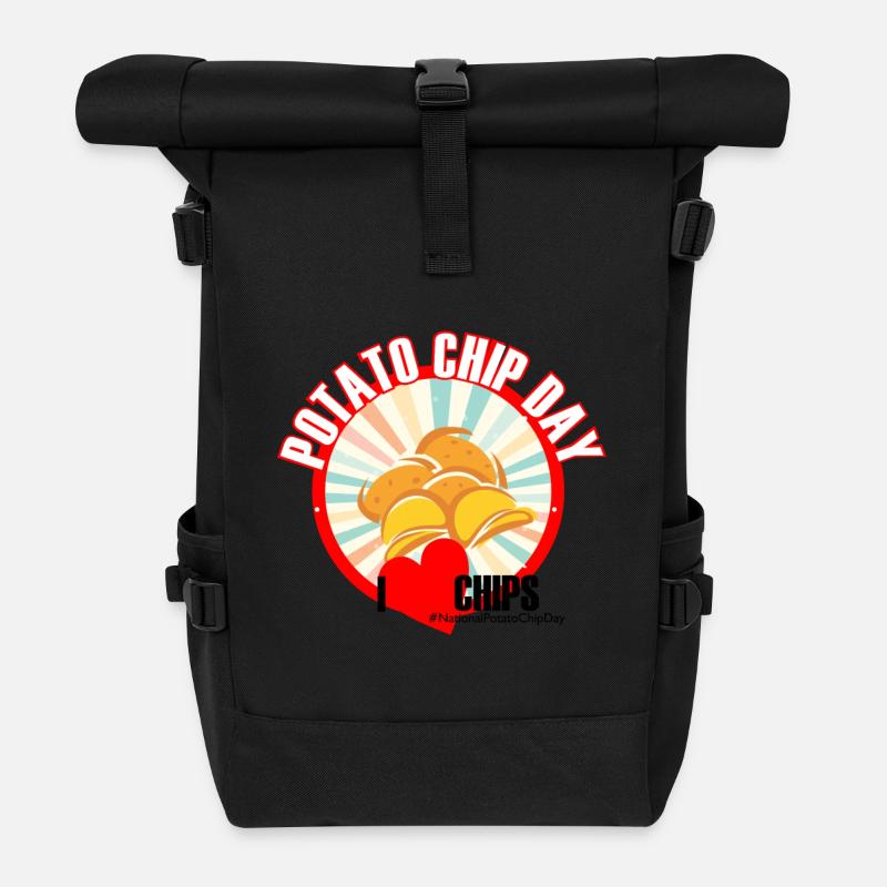 Jour Chips de pommes de terre - Sac à dos roll top - noir