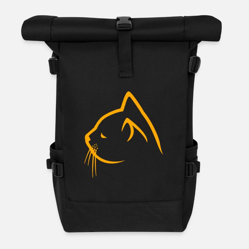 Katzen Catstyle Katzengesicht - Rolltop Rucksack - Schwarz