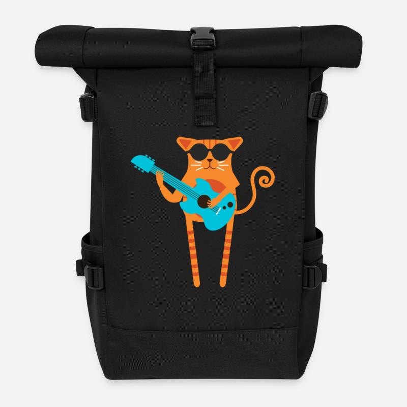 Rocker Katze - Rolltop Rucksack - Schwarz