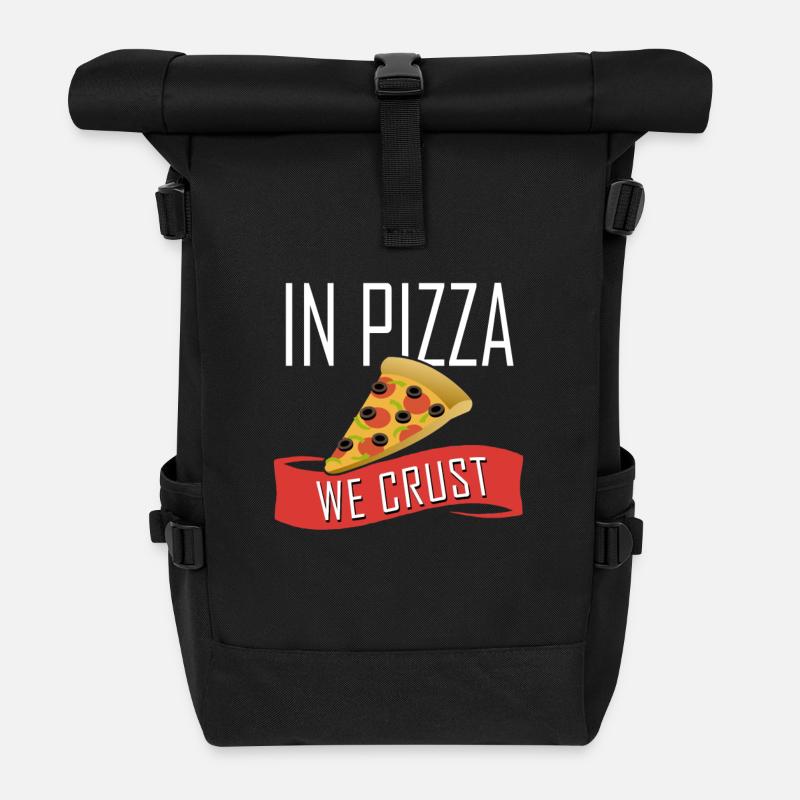 Pizza Design Geschenke mit Spruch - Rolltop Rucksack - Schwarz