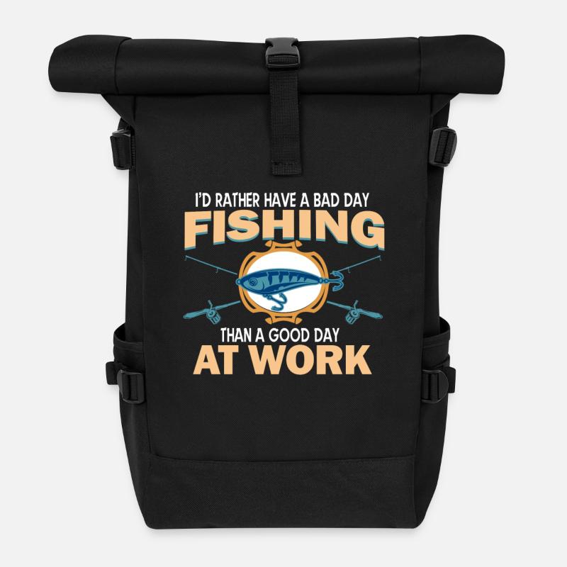 Pêche - Cadeau - Chemise - Sac à dos roll top - noir