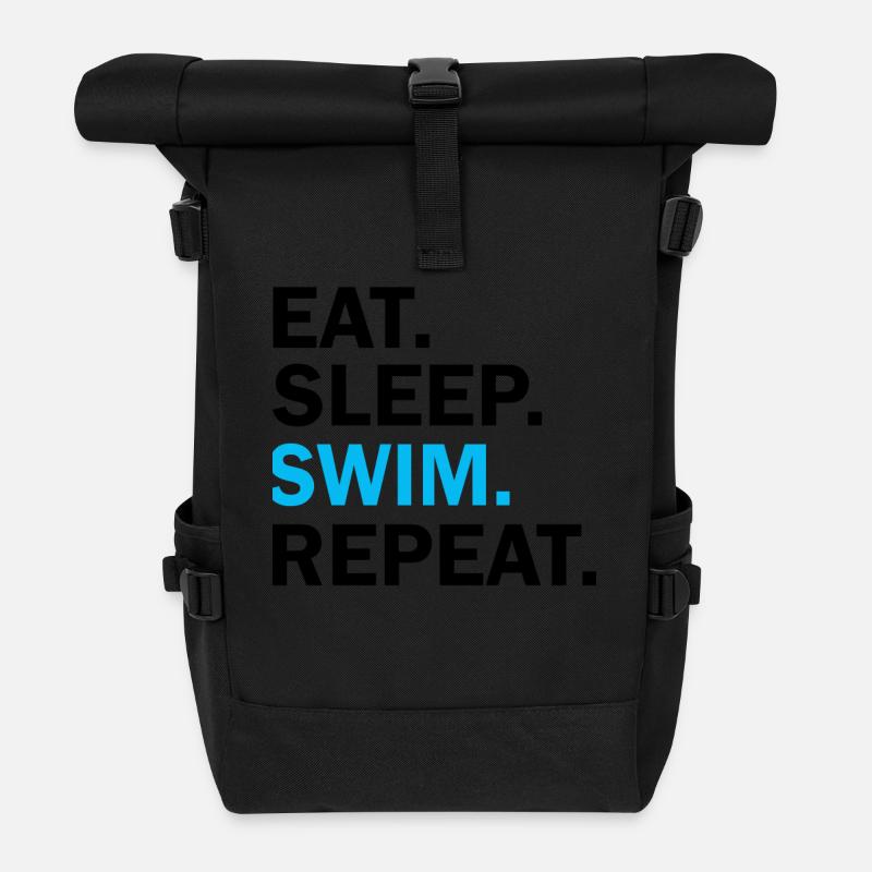 Eat Sleep Swim Repeat - Rolltop Rucksack - Schwarz