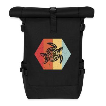 Tortue Vintage - cadeau de couleur rétro - Sac à dos roll top - noir - Devant