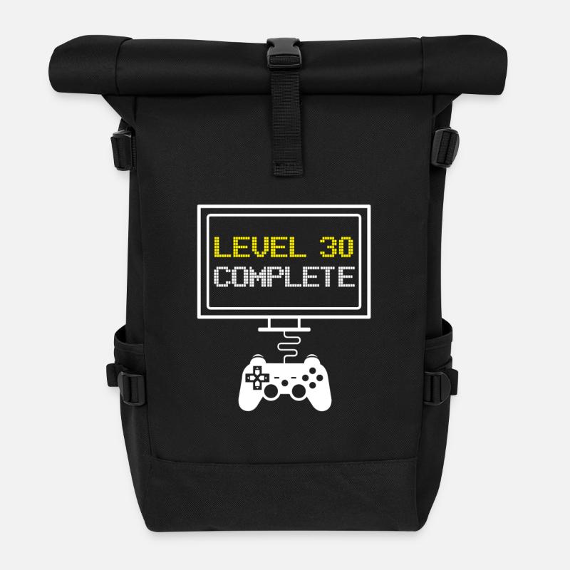 Level 30 Complete - 30. Geburtstag Gamer Geschenk - Rolltop Rucksack - Schwarz