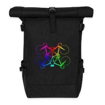 Regenbogen Fahrräder - Rennrad Fixie Geschenk - Rolltop Rucksack - Schwarz - Vorne