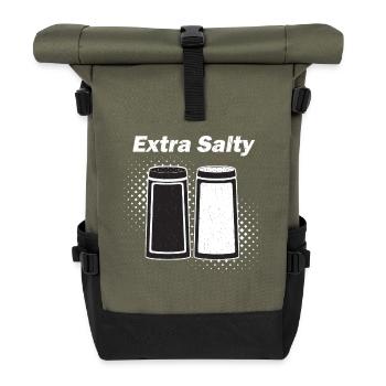 Extra Salé - Citation drôle - Cuisine - Cadeau de cuisine - Sac à dos roll top - olive/noir - Devant