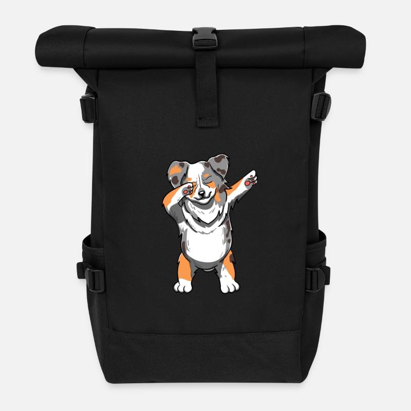 Australian chien de berger Dab danse cadeau tamponnant - Sac à dos roll top - noir