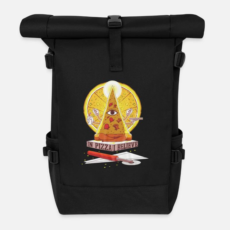 Croire en pizza - Sac à dos roll top - noir