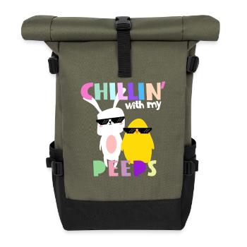 Chillin 'with my peeps - Easter shirt - Roll Top Backpack - olive/black - Front