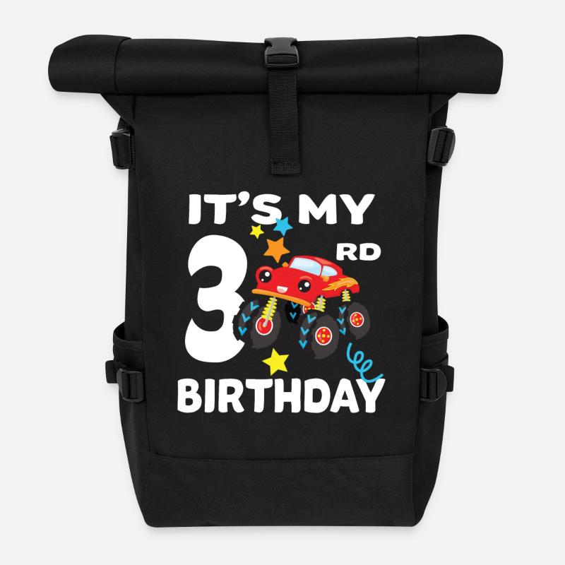 3 Jahre Geburtstag Dritter Birthday Geschenk Three - Rolltop Rucksack - Schwarz