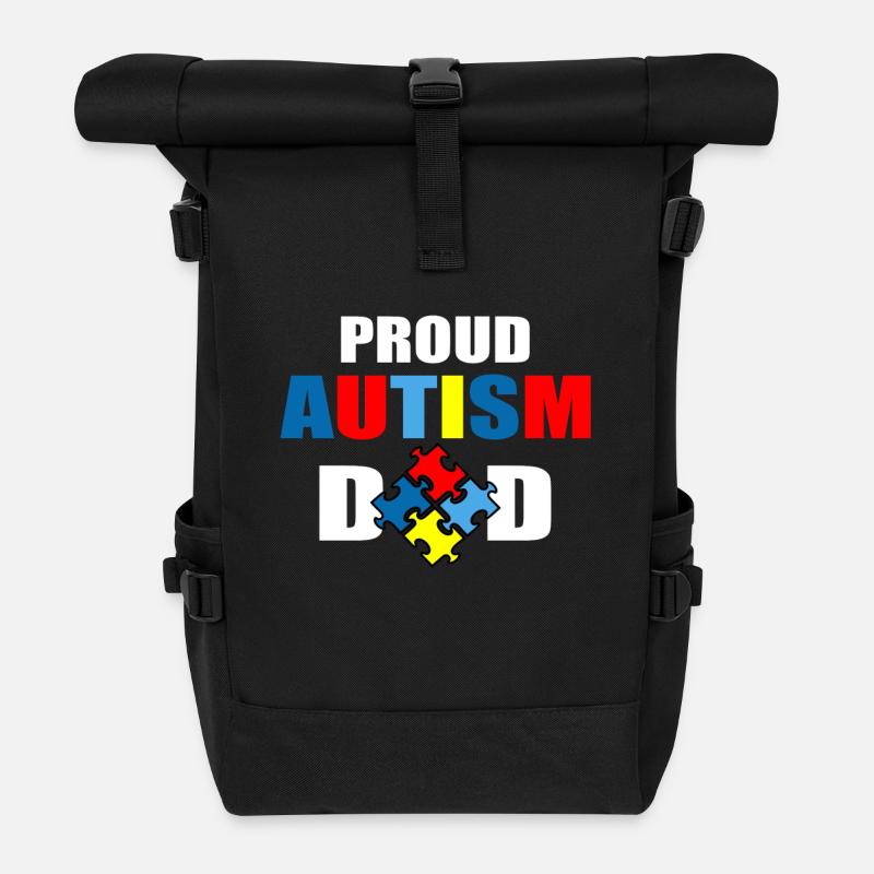 Proud autism dad - Roll Top Backpack - black