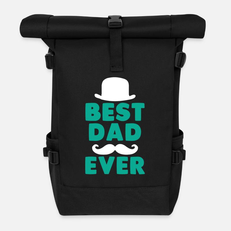 Father's Day gift Father's best dad of all time - Roll Top Backpack - black