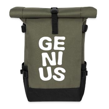 Genius - Genie - Talent - Schlau - Rolltop Rucksack - Olive/Schwarz - Vorne