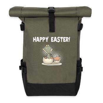 Glücklicher Ostern-Dummkopf-Tag - Alligator Prank - Rolltop Rucksack - Olive/Schwarz - Vorne