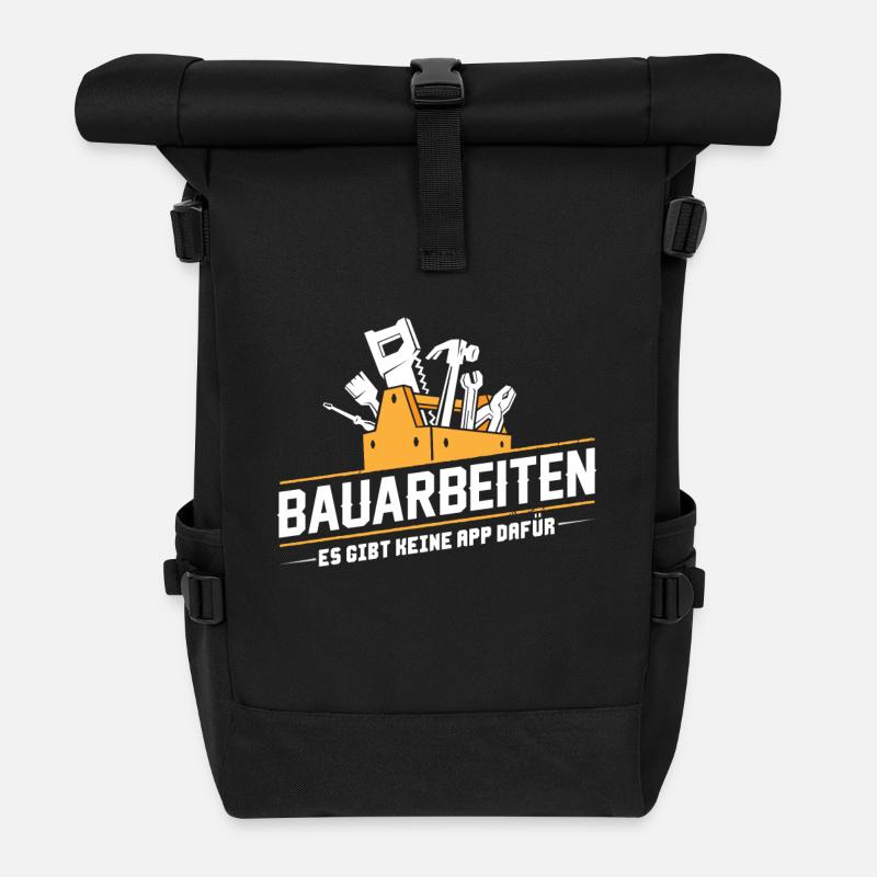 Bauarbeiter · Baustelle · Bagger · Bauarbeiten - Rolltop Rucksack - Schwarz