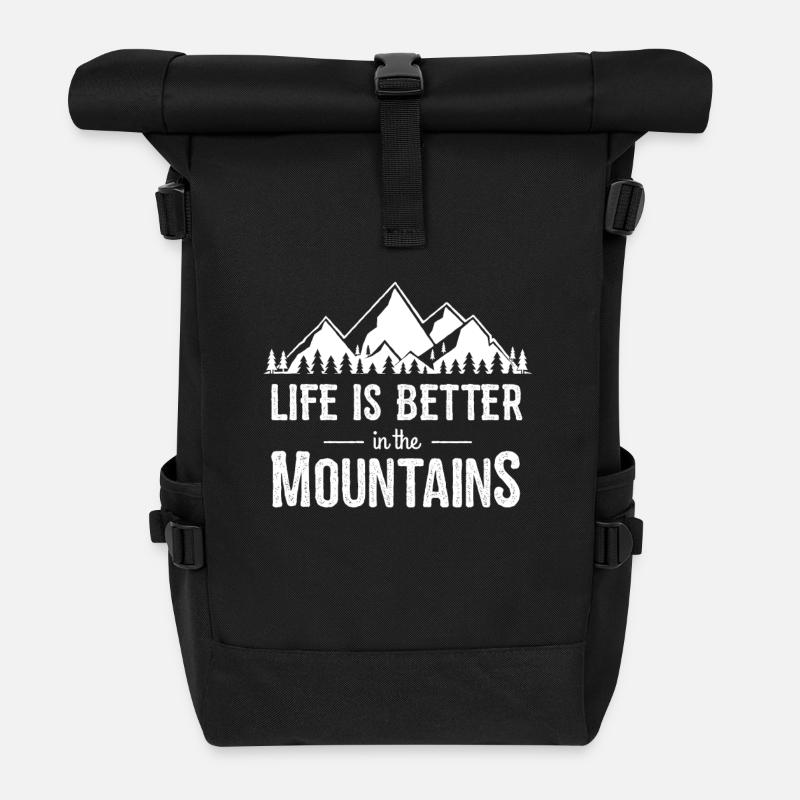 Life is better in the Mountains Wander Shirt - Rolltop Rucksack - Schwarz