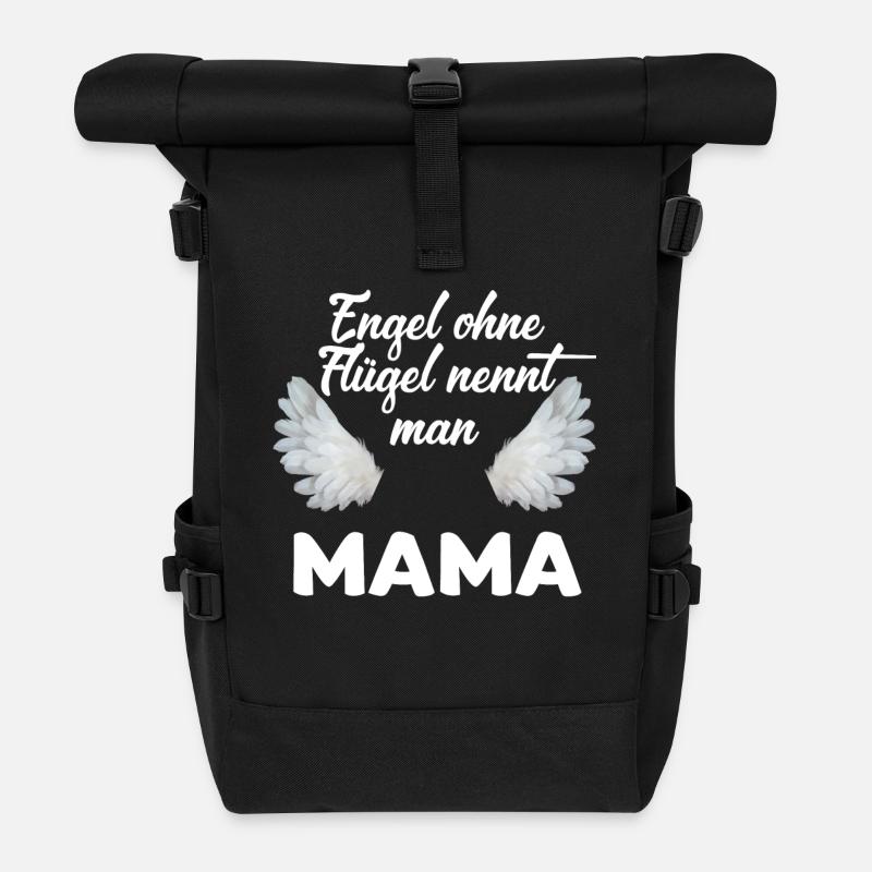 Engel ohne Fluegel - Mama - Rolltop Rucksack - Schwarz