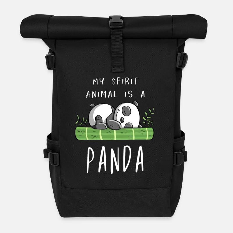 Mon esprit Animal est un panda - Panda Bear - Comic - Sac à dos roll top - noir