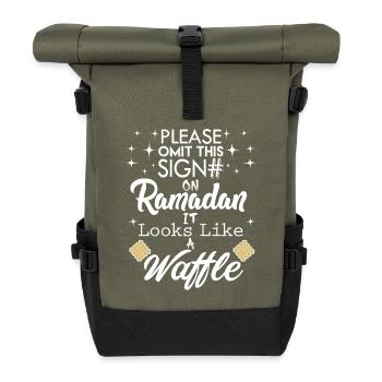 Ramadan T-Shirt - Looks like a waffle - Roll Top Backpack - olive/black - Front