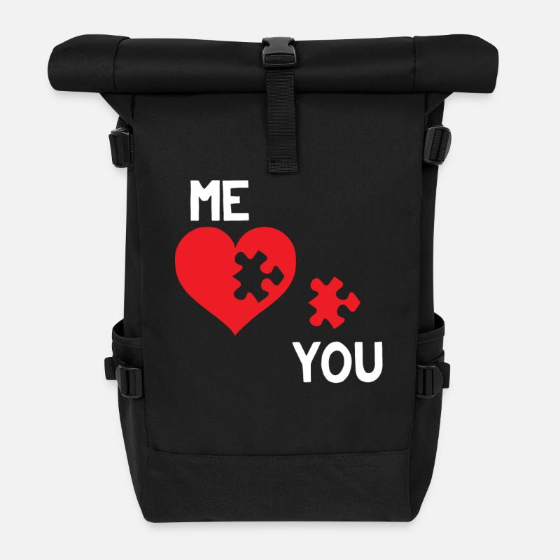 Puzzle - Puzzle - Puzzles - Coeur - Sac à dos roll top - noir