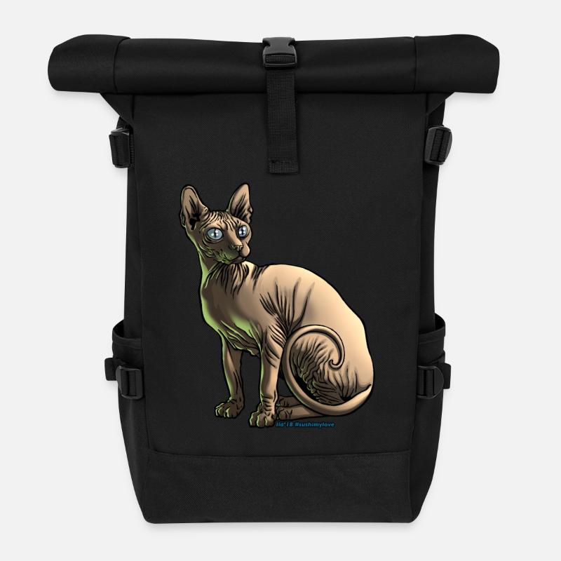 Sushi die Sphynx Katze - Rolltop Rucksack - Schwarz