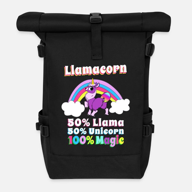 Llamacorn, Lama + Einhorn = Magie! Geschenk - Rolltop Rucksack - Schwarz